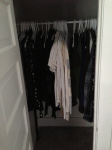My bedroom closet. AKA The place where most of my normal clothes hang.
